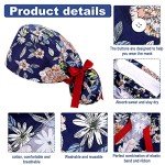8 Pack Adjustable Bouffant Scrub Caps with Buttons