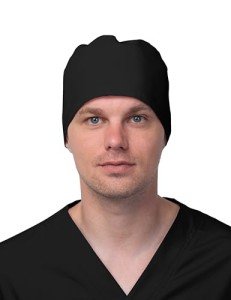 Black Solid Scrub Cap for Healthcare Professionals