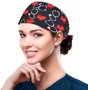 Fesciory Women’s Adjustable Scrub Caps with Buttons