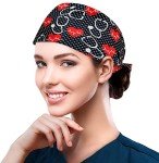 Fesciory Women’s Adjustable Scrub Caps with Buttons