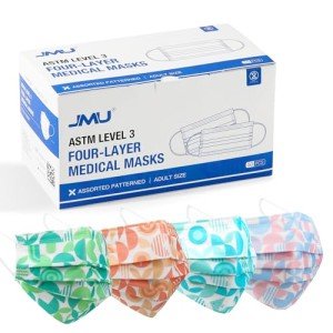 JMU 50 Pack Colorful Disposable 4-Ply Face Masks