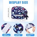 Heart Style Adjustable Nurse Scrub Caps - 4 Pack