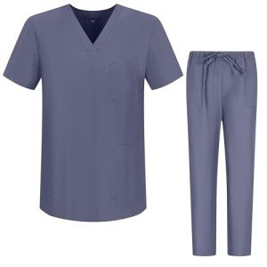 MISEMIYA Unisex Medical Scrub Set - Light Grey