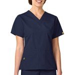 WonderWink Women's Bravo V-Neck Scrub Top - Navy