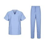 WODIN Unisex V-Neck Scrubs Set - Ceil Blue