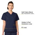 WonderWink Women's Bravo V-Neck Scrub Top - Navy