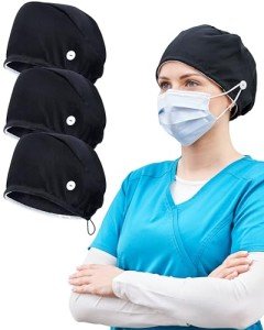 3-Pack Adjustable Medical Scrub Caps for All