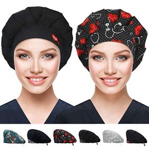 Adjustable Bouffant Caps with Sweatband - 2 Pack