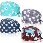 4 Colorful Scrub Caps with Sweatband for Nurses