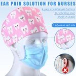 Maiteenly Adjustable Satin-Lined Scrub Caps - 6 Pack