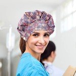Floral Bouffant Caps with Adjustable Tie Back