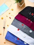 Unisex Bouffant Scrub Caps with Buttons - 5 Pack