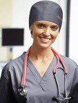 Unisex Bouffant Scrub Caps with Buttons - 5 Pack