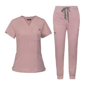 Women's V-Neck Scrub Top & Jogger Pants Set