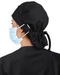 Women's Satin Lined Scrub Cap with Buttons - Black