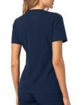 Women's Navy V-Neck Medical Scrub Top with Pockets