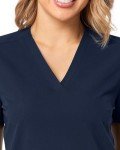 Women's Navy V-Neck Medical Scrub Top with Pockets