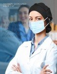 Women's Satin Lined Scrub Cap with Buttons - Black