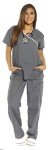Just Love Women's Gray Scrub Set with Pink Trim