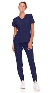 Cool Stretch Jogger Scrub Set for Women - Navy