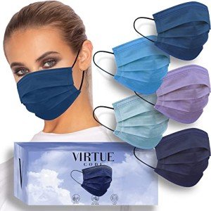 VIRTUE CODE Colorful 3-Ply Disposable Face Masks - 50 Pack