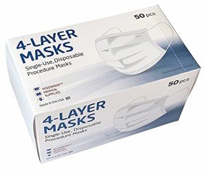 WMS 4-Layer Face Masks - 50 Pack, White