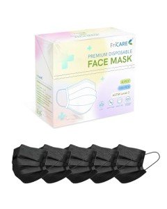 FriCARE 50 Pack Black Disposable Face Masks
