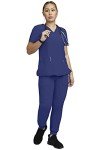 Navy Women’s V-Neck Scrub Set with Pockets