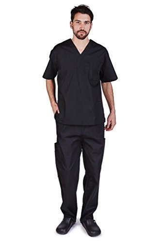 Men's Black 8-Pocket Scrubs Set - Comfortable Fit