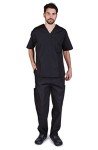 Men's Black 8-Pocket Scrubs Set - Comfortable Fit
