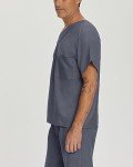 Unisex V-Neck Scrub Top with Pocket - Steel Grey