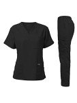 Unisex V-Neck Super Stretch Scrub Set - Black