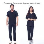 Unisex V-Neck Super Stretch Scrub Set - Black