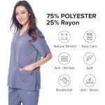 Unisex V-Neck Super Stretch Scrub Set - Black