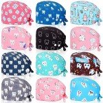 Adjustable Multicolor Nurse Scrub Caps – 12 Pack