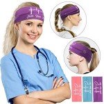 6 Pieces Headbands with Button for Mask, Wide Nurses Headbands Non Slip Elastic Ear Protection for Women Men Doctors Sweatband Headband