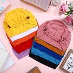 Geyoga 10 Pcs Soft Bouffant Caps with Buttons, Gourd-Shape Caps Stretch Bouffant Hat Stretchy Headband Turban (Bright Colors)