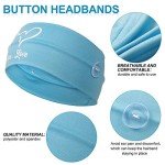 6 Pieces Headbands with Button for Mask, Wide Nurses Headbands Non Slip Elastic Ear Protection for Women Men Doctors Sweatband Headband