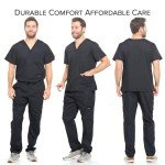 Dagacci Medical Uniform Scrubs Medical Uniform Unisex Scrubs Set Medical Scrubs Top and Pants (XX-Large, Black)