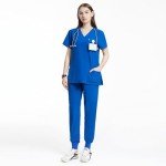 Uniforms World Scrubs for Women Set - Stretch Scrub Top & Pants with 8 Pockets, Yoga Waistband, Anti Wrinkle, Slim Fit