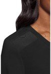Med Couture Women's V-Neck Scrub Top, Modern Fit Tuck-in Top with Stretchy Rib-Knit Shoulders and Chest Pocket - MC7448, Black, Small