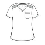 Med Couture Women's V-Neck Scrub Top, Modern Fit Tuck-in Top with Stretchy Rib-Knit Shoulders and Chest Pocket - MC7448, Black, Small