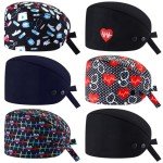 ShinyMatch 6 Pcs Scrub Cap Adjustable Working Cap with Button and Sweatband Elastic Bandage Nurse Hat for Women Men (Classic)