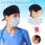 ShinyMatch 6 Pcs Scrub Cap Adjustable Working Cap with Button and Sweatband Elastic Bandage Nurse Hat for Women Men (Classic)