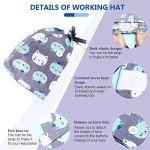 6 Pieces Women Scrub Caps Surgical Caps with Buttons Working Cap Adjustable Sweatband Bouffant Hats (Cute Animals)