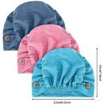 Geyoga 3 Pieces Bouffant Caps with Buttons Unisex Stretchy Headband Turban with Buttons for Women