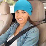 Geyoga 3 Pieces Bouffant Caps with Buttons Unisex Stretchy Headband Turban with Buttons for Women