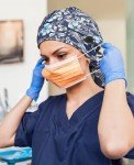 Satin Lined Scrub Cap for Women Long Hair Large Nurse Head Cap Silk Surgical Bonnet with Buttons Black