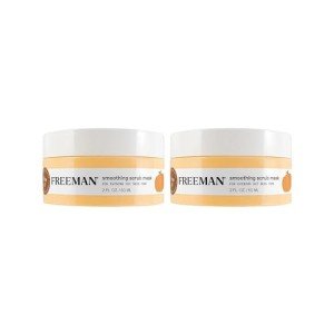 Freeman Smoothing Scrub Mask, Facial Mask & Face Scrub For Exfoliating Skin, Improve Skin Tone, Pumpkin Enzymes & AHAs, Travel Size Skincare, Vegan & Cruelty Free, 2 fl. oz./ 60 ml Jar, 2 Count