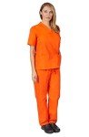 Women's Scrub Set - Medical Scrub Top and Pant, Mandarin Orange, X-Large